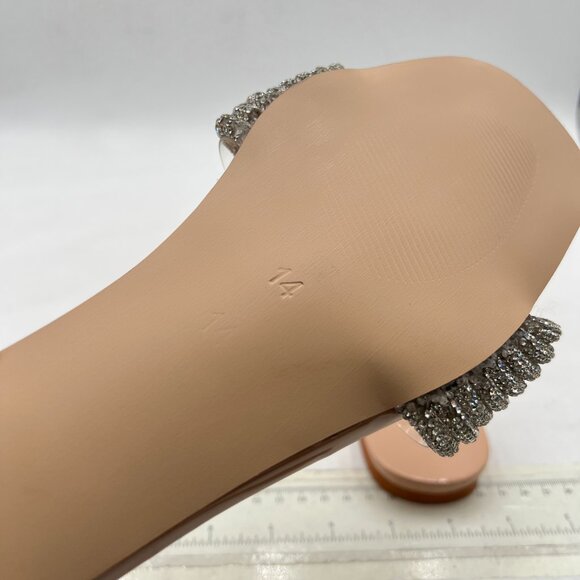 XYD Nude Shiny Rhinestone Straps Slide Sandals Sparkle Fancy Open Toe Slippers - Picture 6 of 8